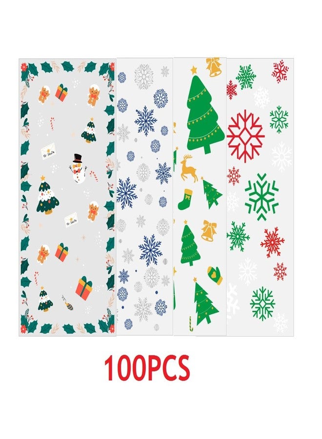 Ai-Fun 100 Packs Holidays Cellophane Bags Plastic Candy Treat Bags Gift Pack Goodie Bag with Twist Ties for Halloween, Christmas, Valentine's Day Party Favors (Christmas) - Image 2